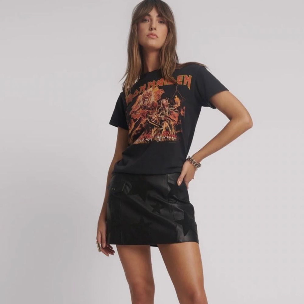 NWT Black One Teaspoon Star Leather Mini Skirt